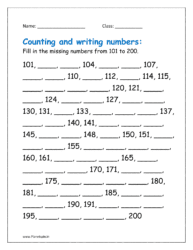 Numbers 1-100 worksheets for grade 1