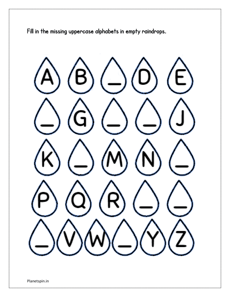 Fill in the missing letters worksheet for kindergarten