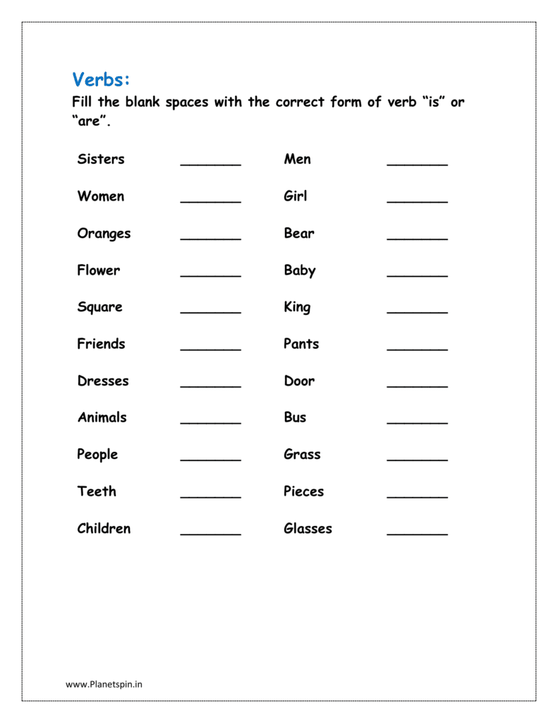 Fill the blank spaces with the correct form of verb “is” or “are” 