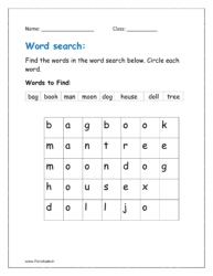 Find the words in the word search below. Circle each word (vocabulary worksheets for grade 1 pdf)