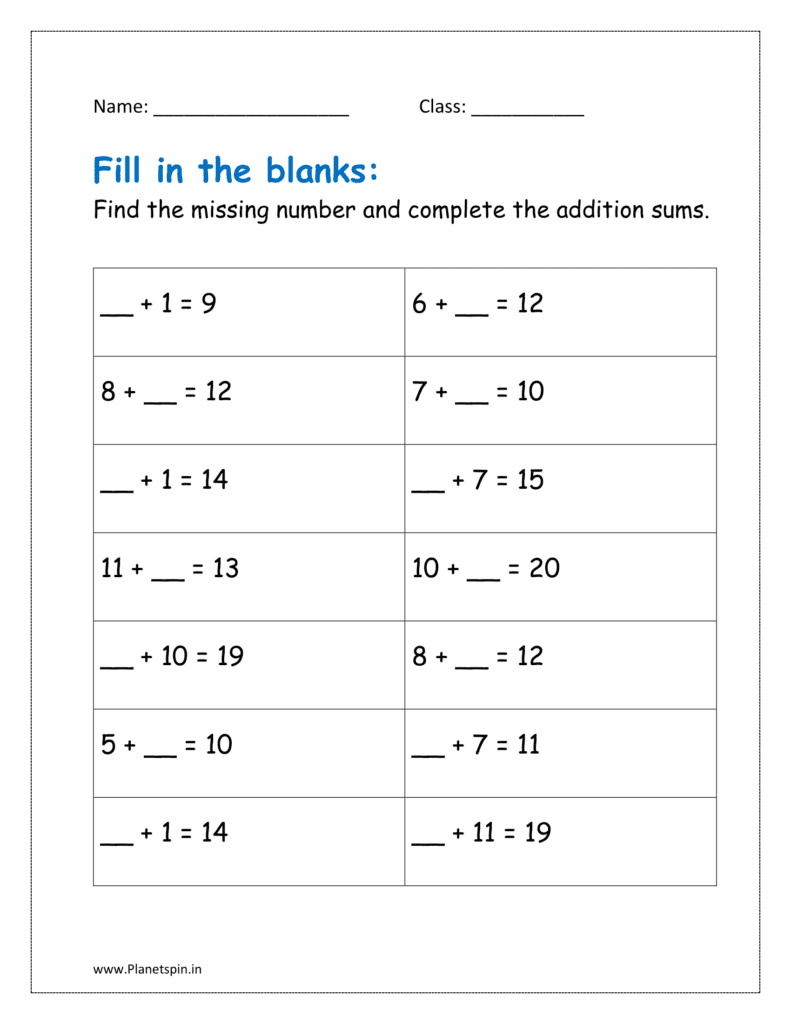 Find the missing numbers and complete the addition