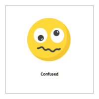 Flash card of feelings and emotions: Confused  (emoji symbols free)