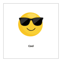 Flash card of feelings and emotions: Cool  (emoji symbols free)