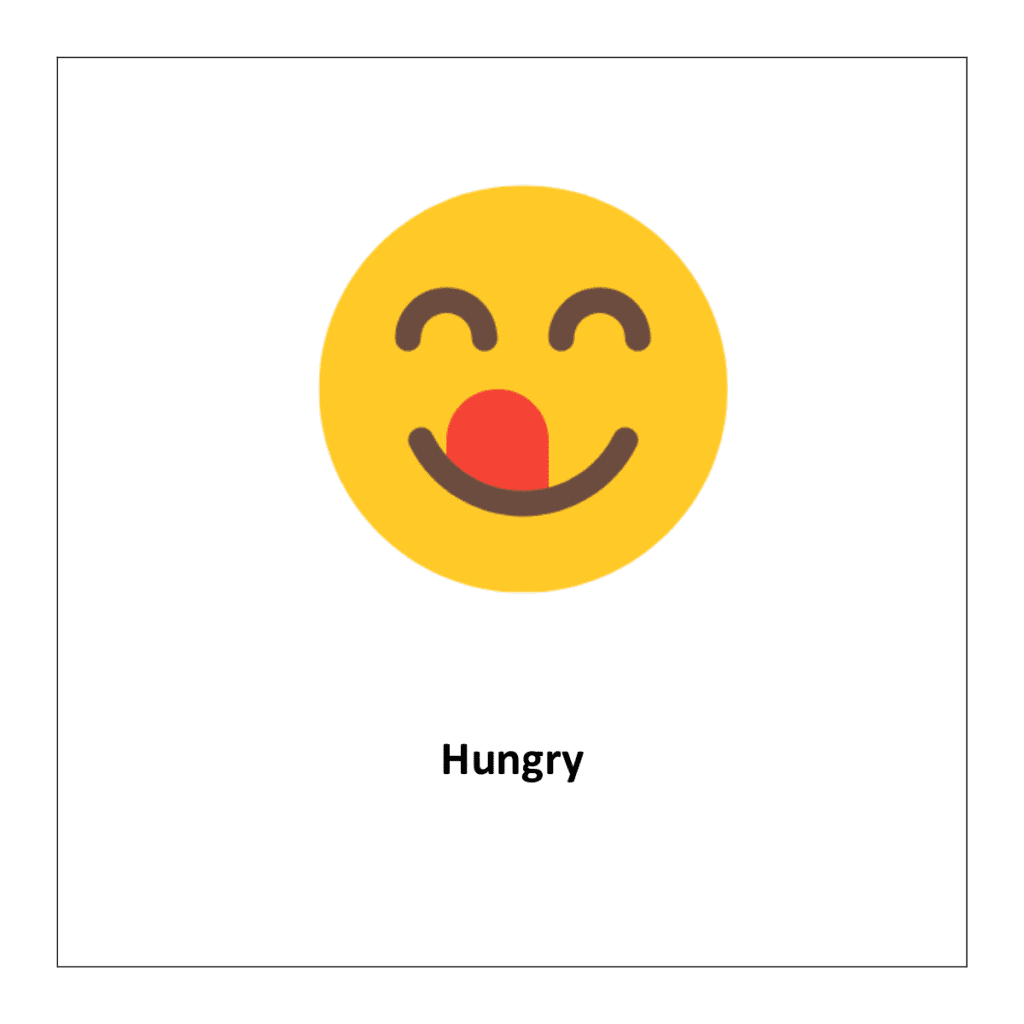 Flash card of feelings and emotions: Hungry 