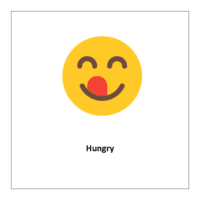 Flash card of feelings and emotions: Hungry  (emoji symbols free)