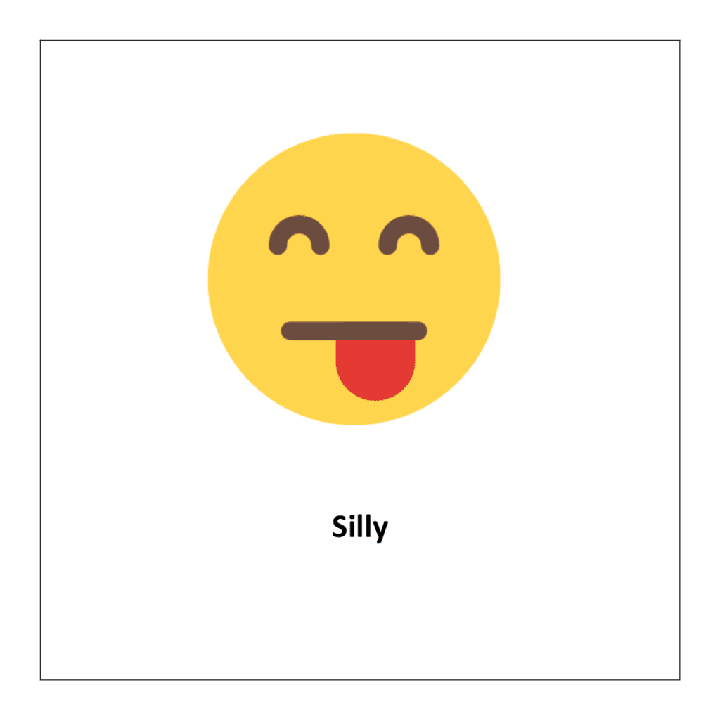 feelings flashcards for kindergarten: Silly