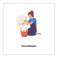 Flash cards pdf of community helpers: Housekeeper