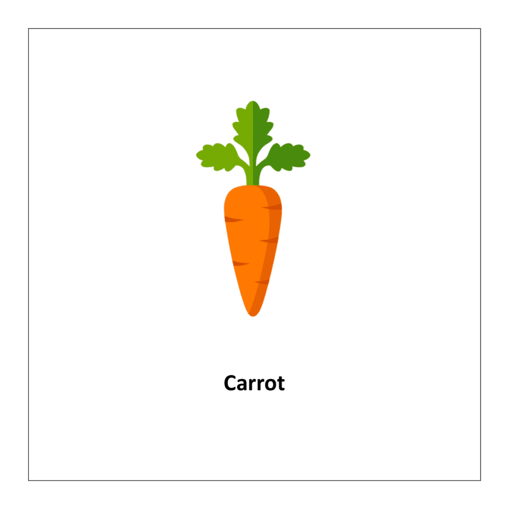 Free printable flashcards of vegetables: Carrot