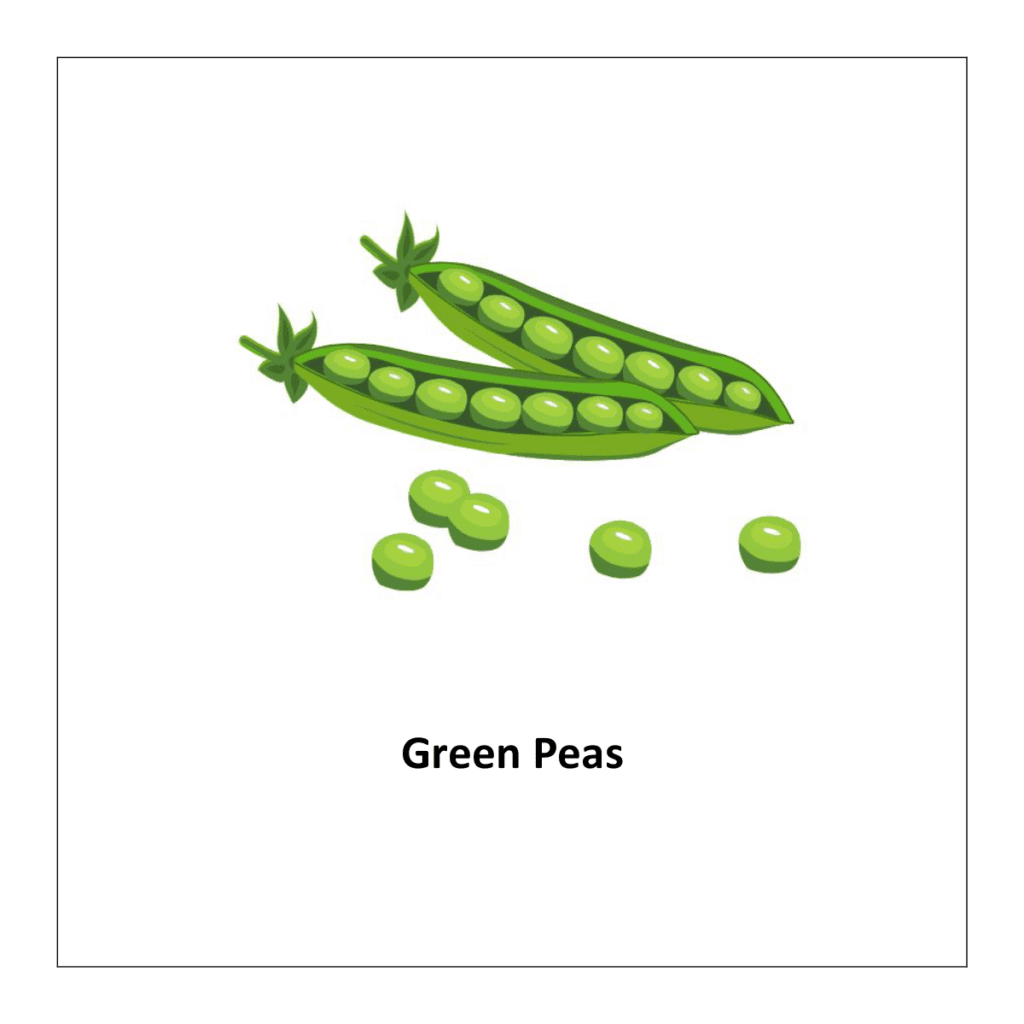 Vegetable list of flashcard: Green peas