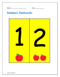 Numbers flashcards: 1, 2