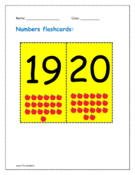 19, 20 number flashcard