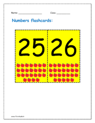 25, 26 number flashcard