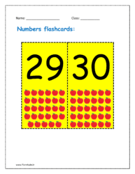 29, 30 number flashcard