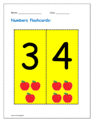 Numbers flashcards: 3, 4