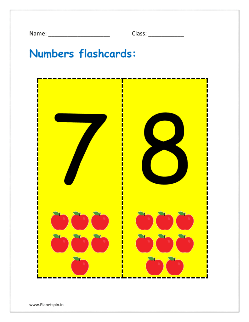 Numbers flashcards: 7, 8