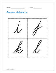 Cursive alphabets: i to l