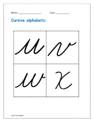 Cursive alphabets: u to x