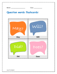 Flashcard of question word: may, will, did, does