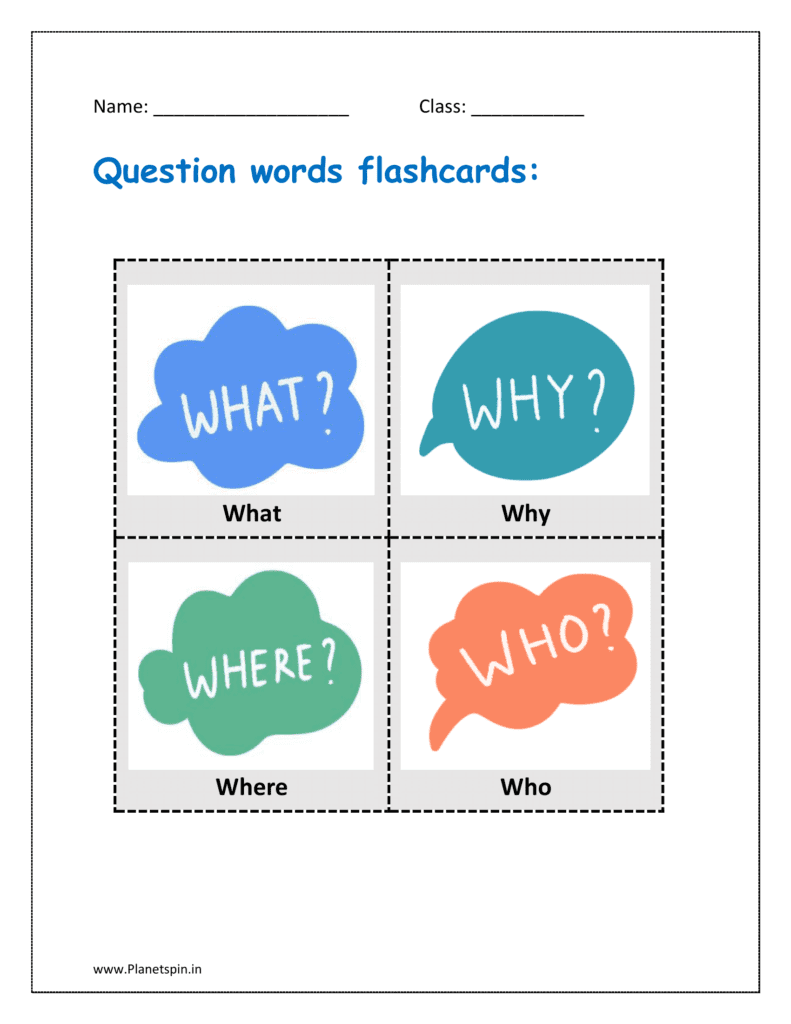 Question words flashcards: what, why, where, who