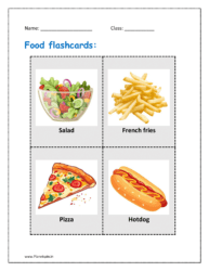  Salad, french fries, pizza, hotdog
