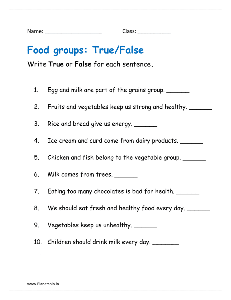 Write True or False for each sentence.