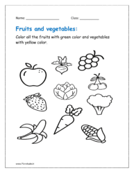 Fruits and vegetables worksheet for kindergarten | Planetspin.in