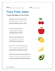 Trace the name of the fruits