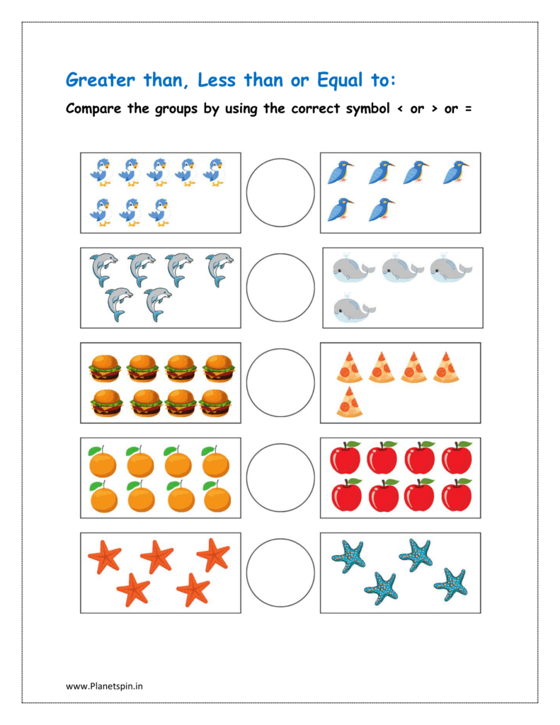 Groups: Compare the groups by using the correct symbol < or > or =  