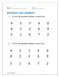 Circle the greatest and smallest number in each row