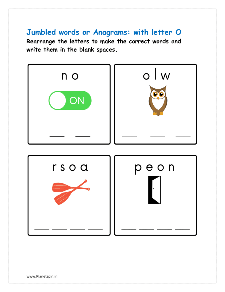 O: jumbled words worksheet for class 1