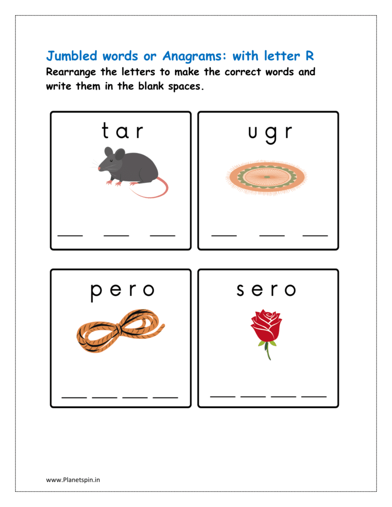 R: jumbled words worksheet for class 1