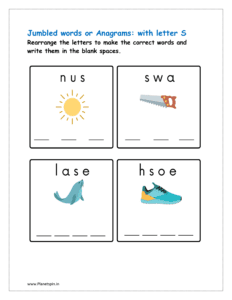 S: Rearrange the letters to make the correct words with initial letter S