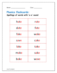 Phonics flashcards with sound ae