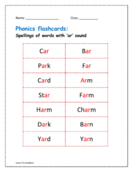 Phonics flashcards with sound ar