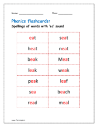 Phonics flashcards with sound ea