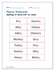 Phonics flashcards with sound ey