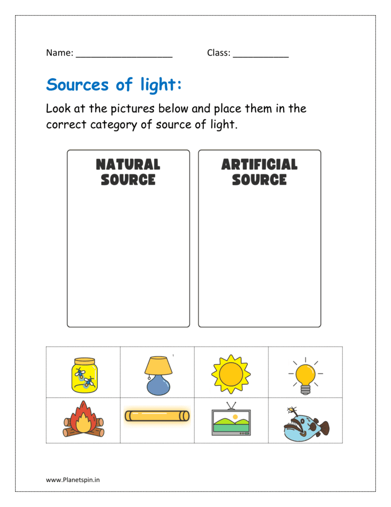 light energy worksheet 