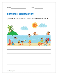 Look at the picture and write a sentence about it (sentence construction worksheets for grade 1)