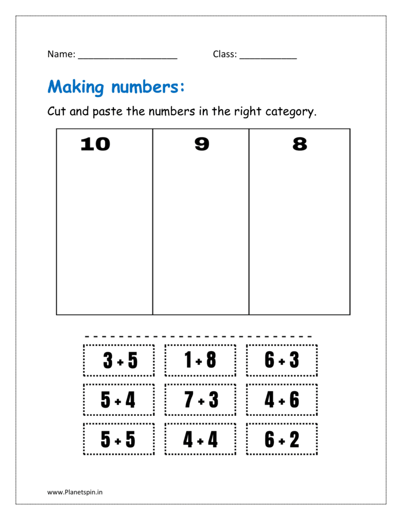 Cut and paste the numbers in the right category