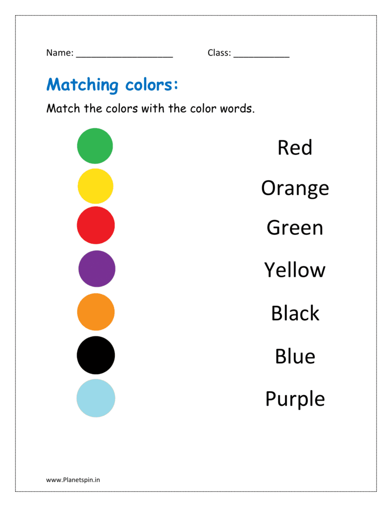 Match the colors with the color words