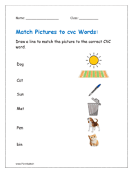 Draw a line to match the picture to the correct CVC word