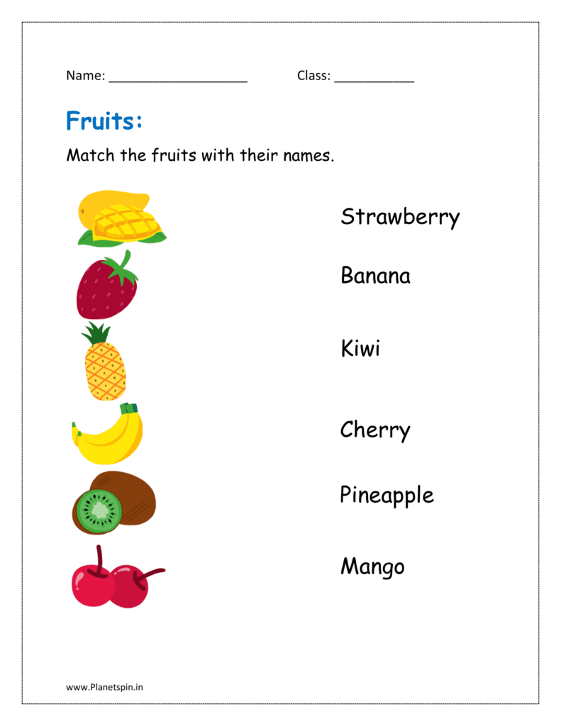 Match the fruits with their names