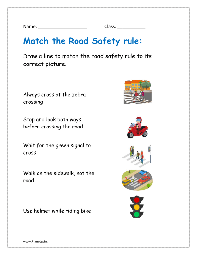 road safety worksheets for grade 1