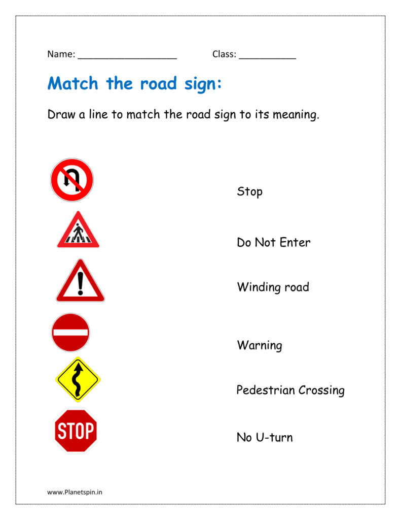 Road Signs Worksheets For Grade 1 Planetspin In