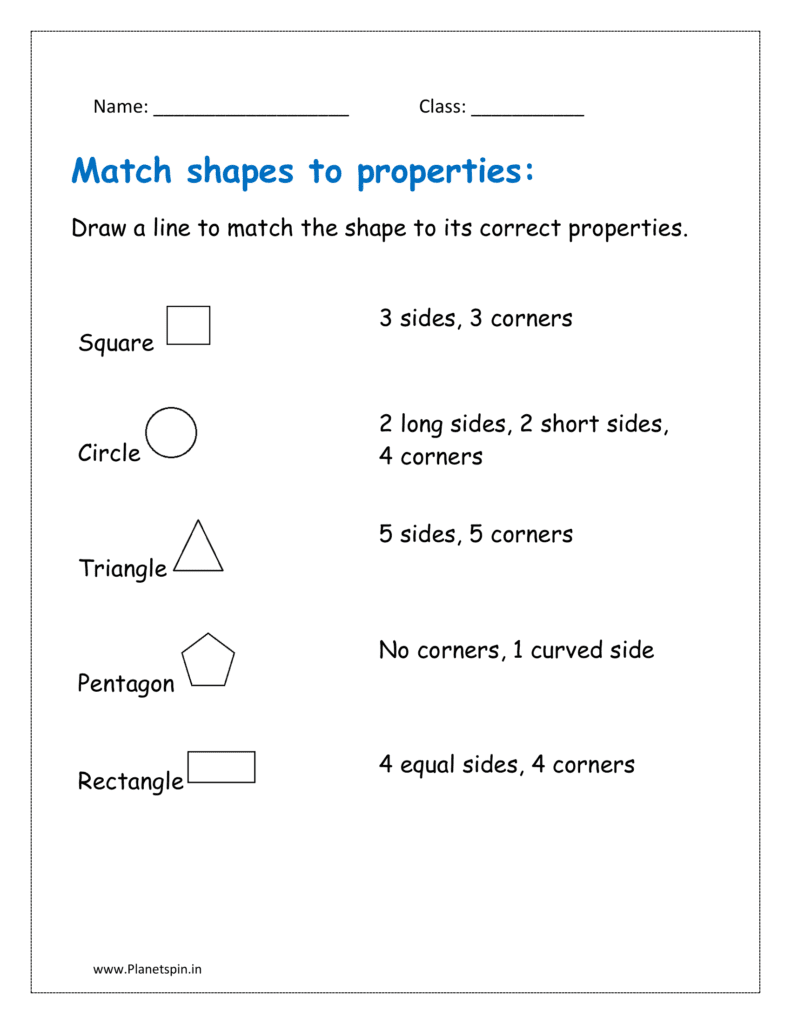 Draw a line to match the shape to its correct properties.