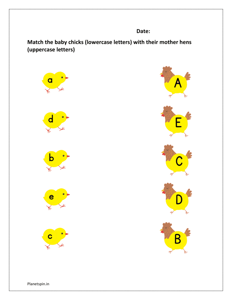 matching lowercase and uppercase letters worksheet