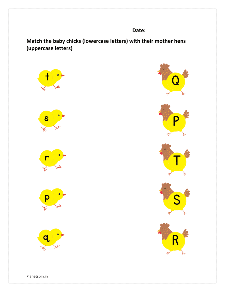 p to t: Match the baby chicks (lowercase letters) with their mother hens (uppercase letters)