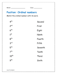 Match the ordinal number with its word