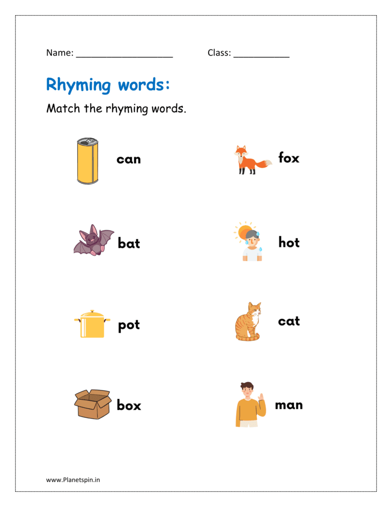 Match the rhyming words from left to right