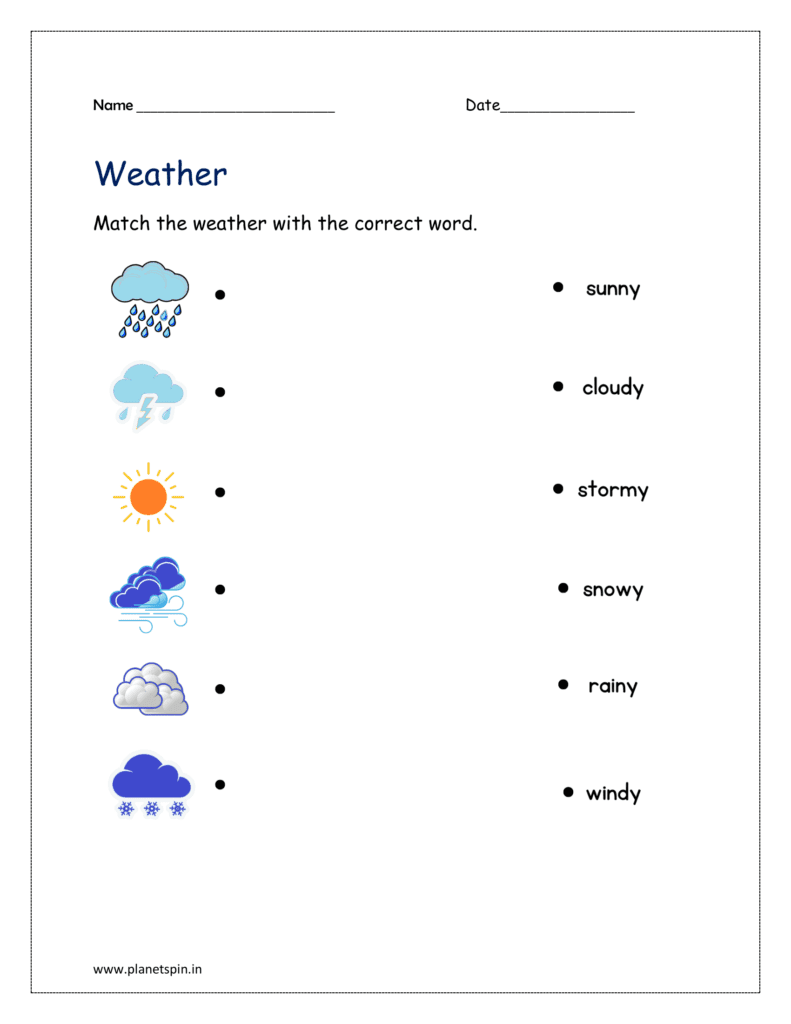 Kindergarten weather words worksheets | Planestpin.in